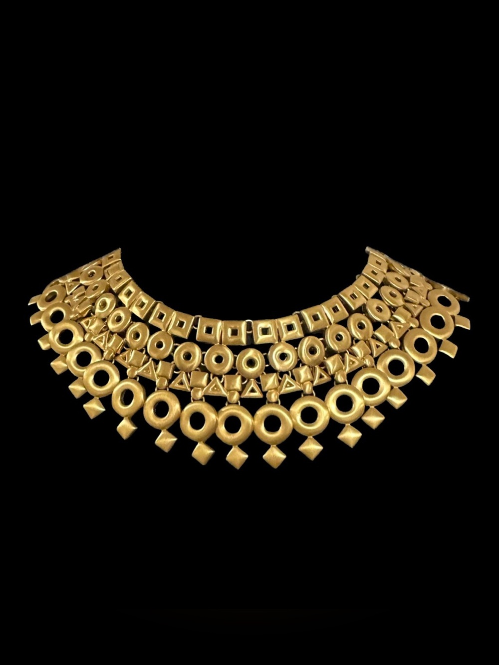 Super Rare Anne Klein Gold-Tone Layered Geometric Collar Necklace